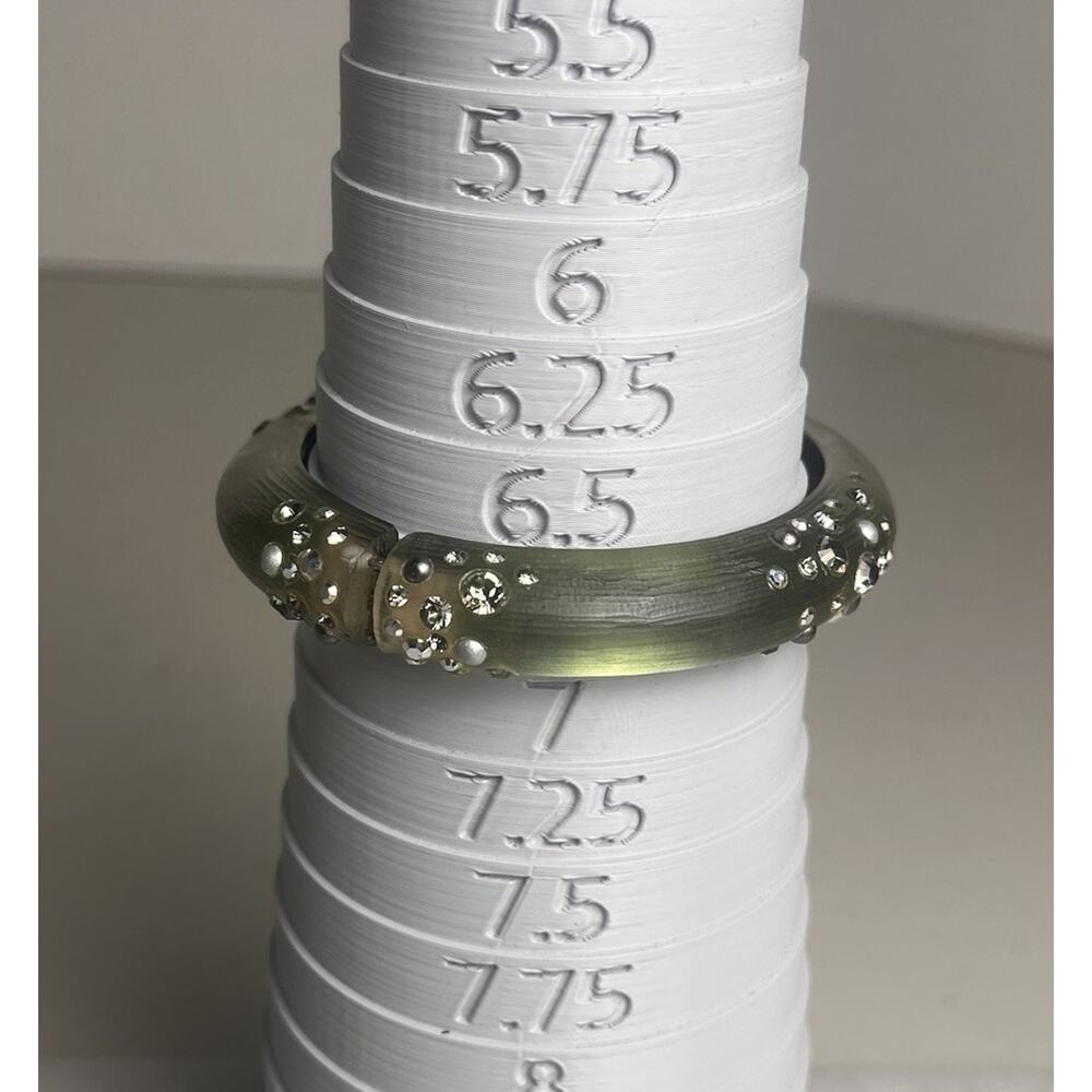 Alexis Bittar Sage Green Assorted Crystal Dust Lucite Hinged Magnetic Bracelet - Picture 8 of 16